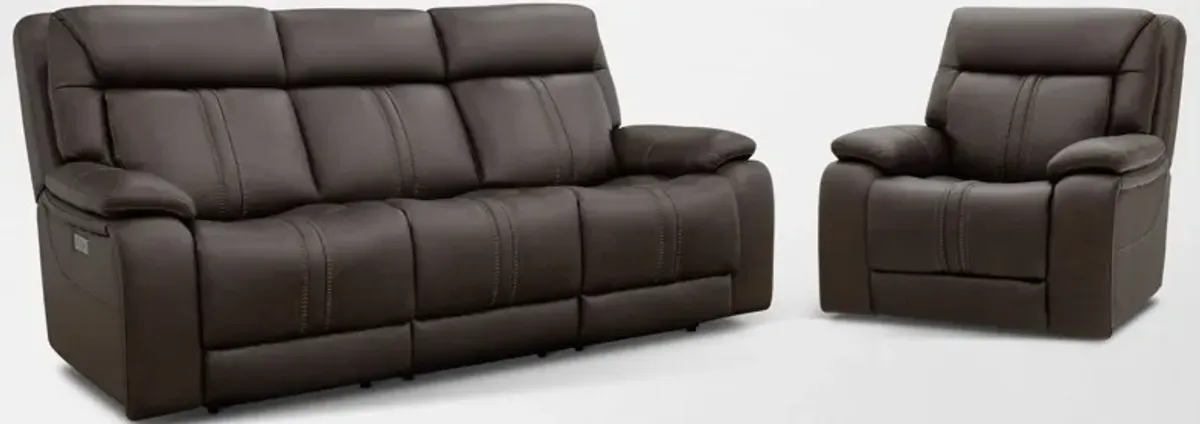 Infinity Triple-Power Reclining Sofa and Recliner with Immersive Sound - Brown