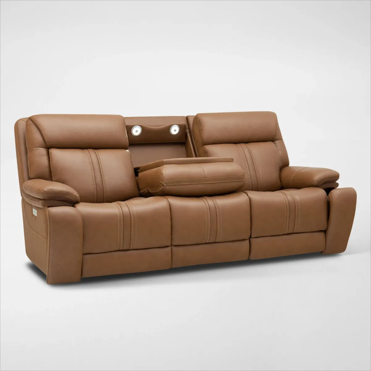 Infinity Triple-Power Reclining Sofa and Loveseat with Immersive Sound - Camel