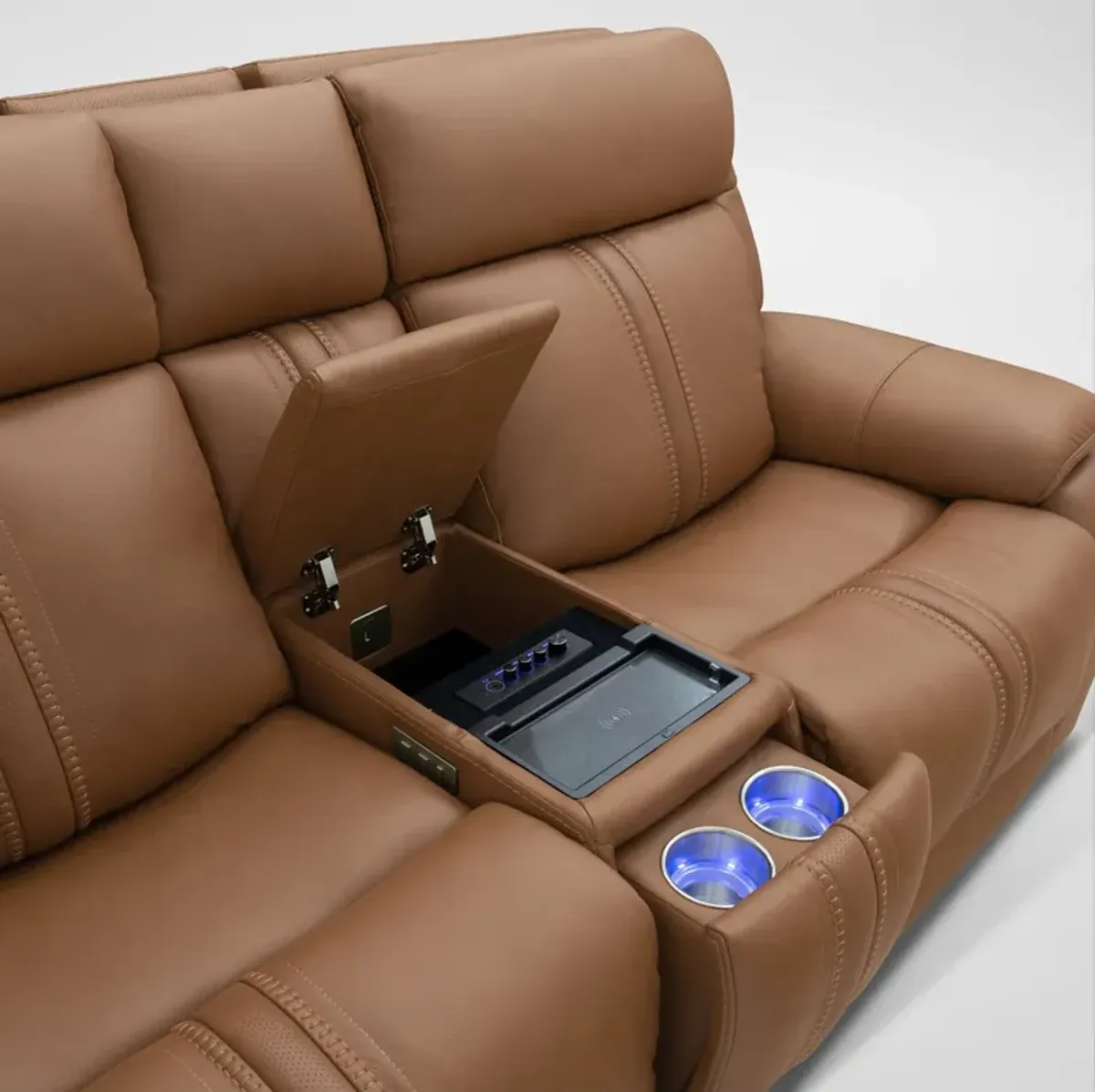 Infinity Triple-Power Reclining Sofa and Loveseat with Immersive Sound - Camel