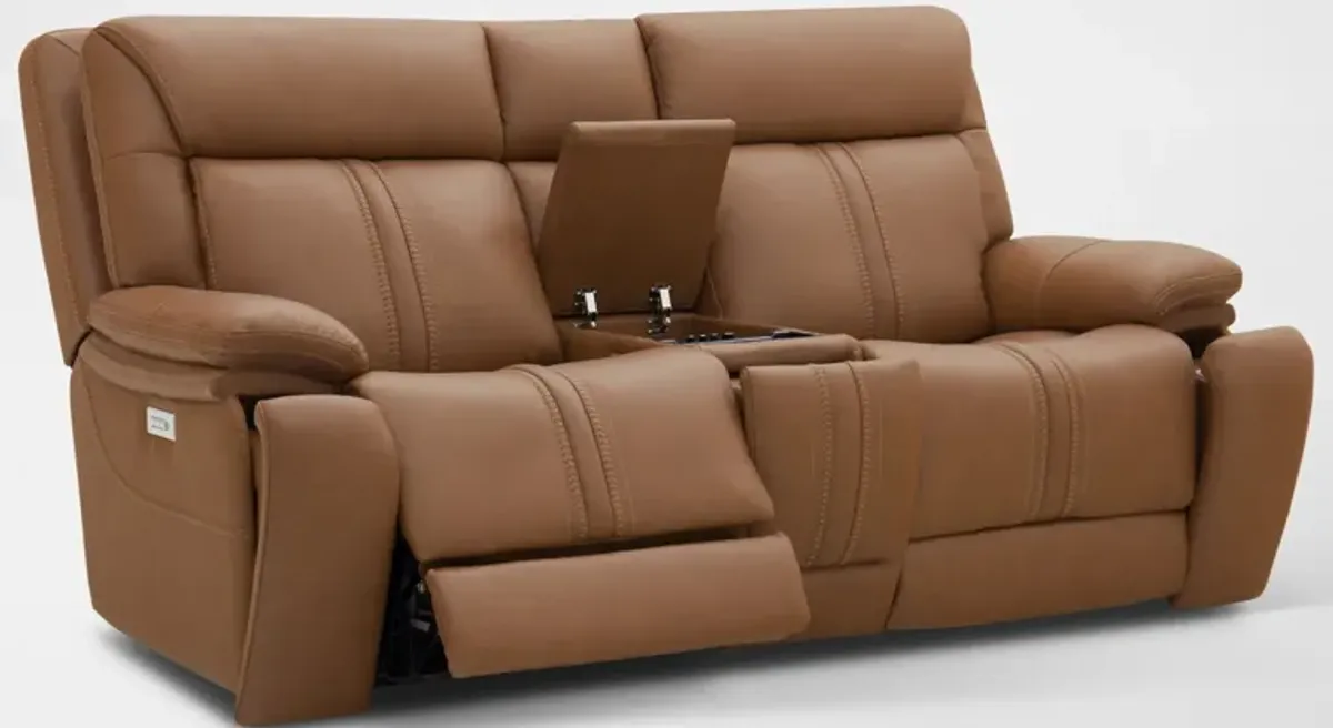 Infinity Triple-Power Reclining Sofa and Loveseat with Immersive Sound - Camel