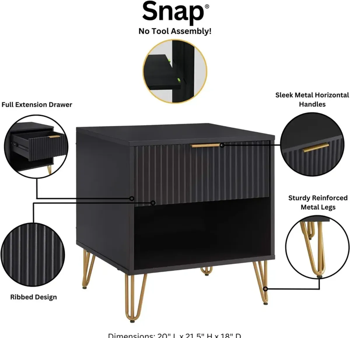 Sheridan Nightstand - Black