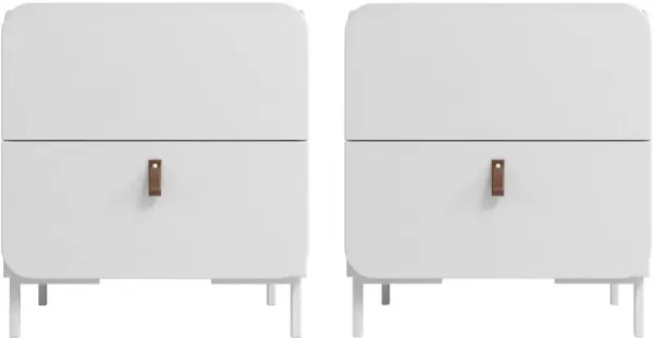 Duane 2-Drawer Nightstand Set - White