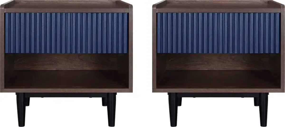 Colter Nightstand Set - Brown/Blue