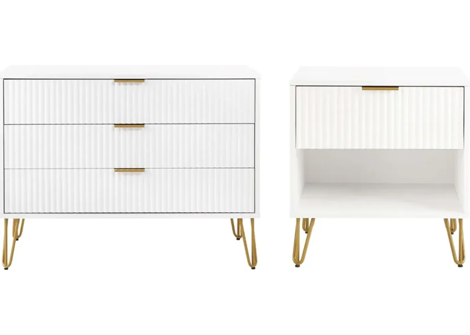 Sheridan 3-Drawer Dresser and Nightstand Set- White