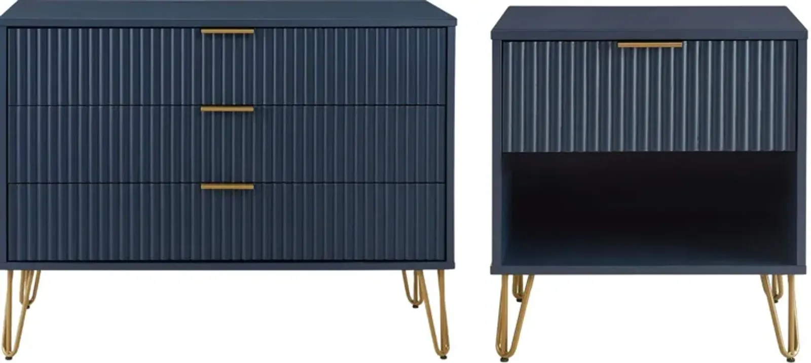 Sheridan 3-Drawer Dresser and Nightstand Set - Blue