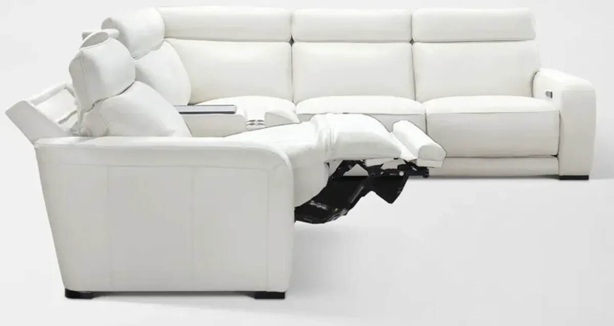 Summit Triple-Power 6-Piece Reclining Sectional with Immersive Sound and Console - Ice