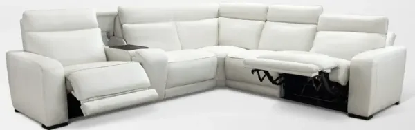 Summit Triple-Power 6-Piece Reclining Sectional with Immersive Sound and Console - Ice