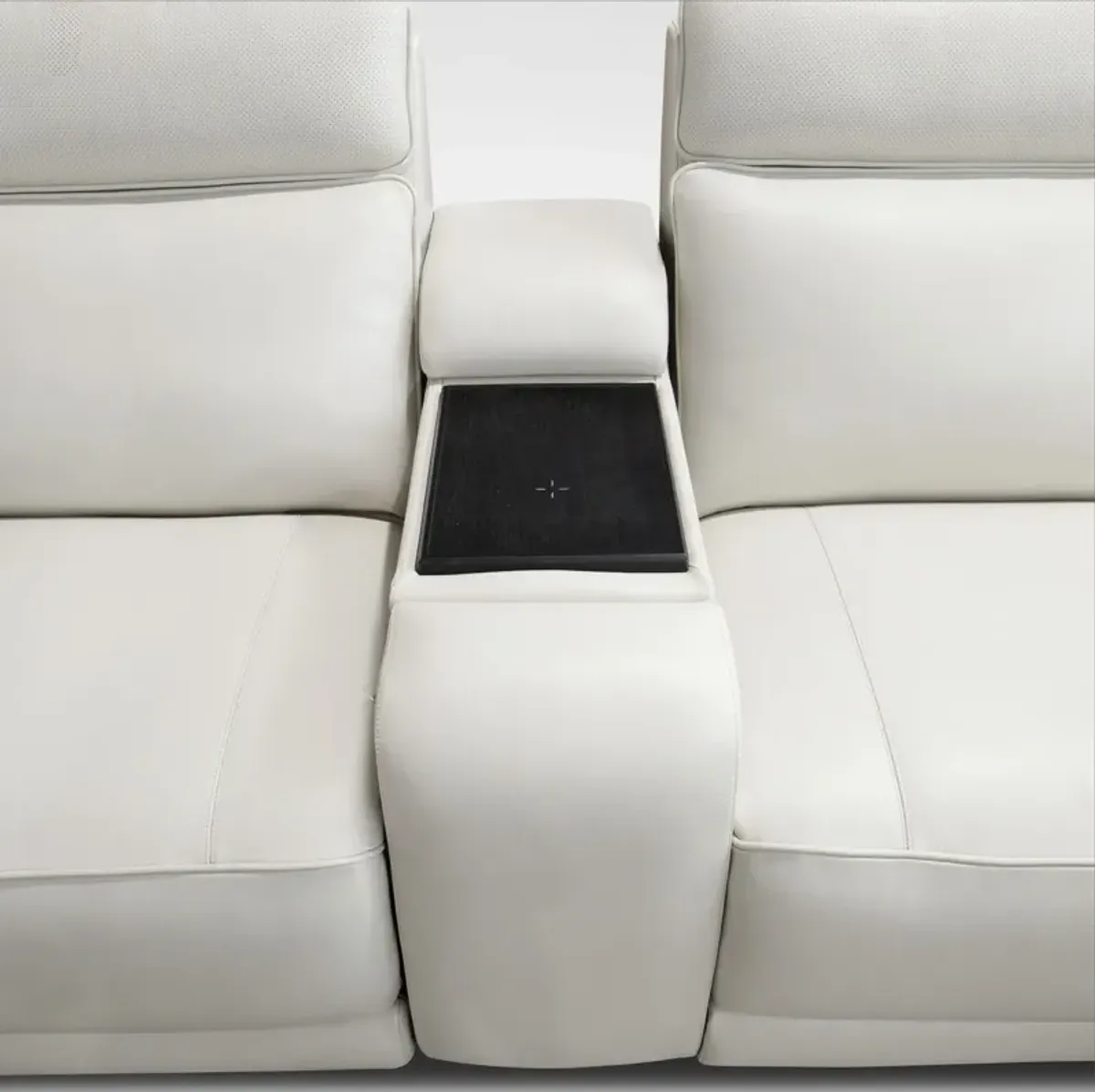 Summit Triple-Power 7-Piece Reclining Sectional with Immersive Sound and Two Consoles - Ice