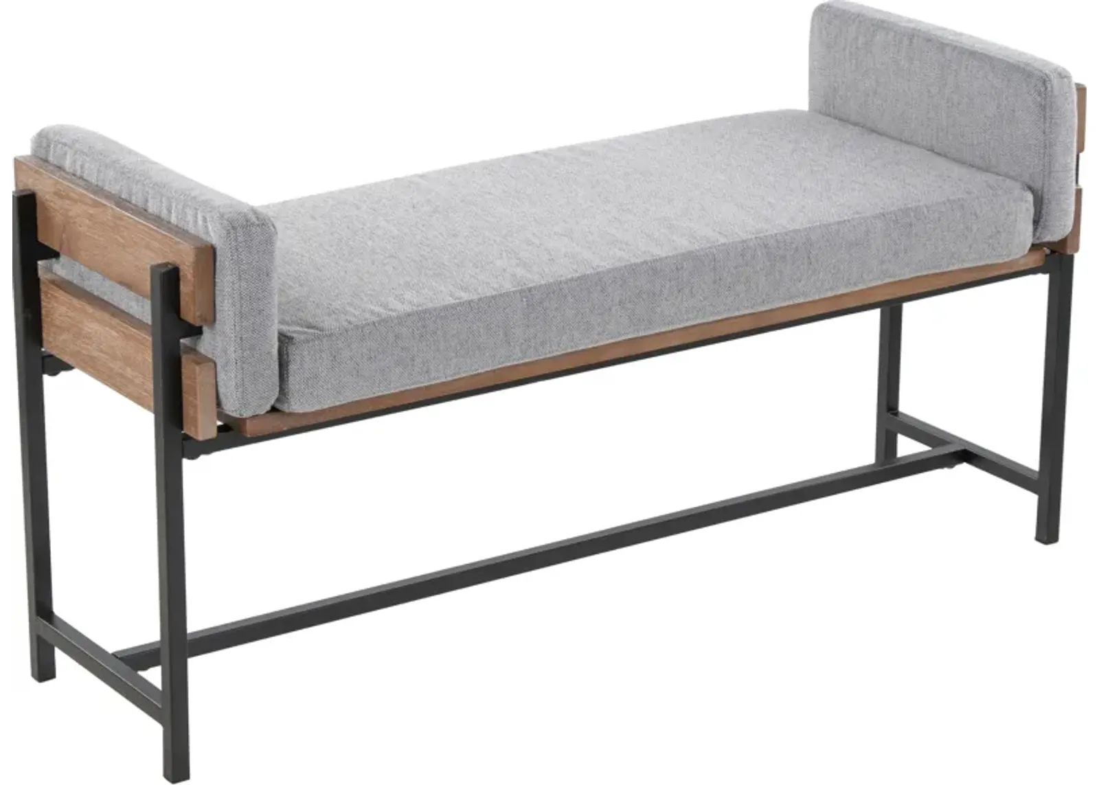 Kari Upholstered Bench - Light Gray/Brown