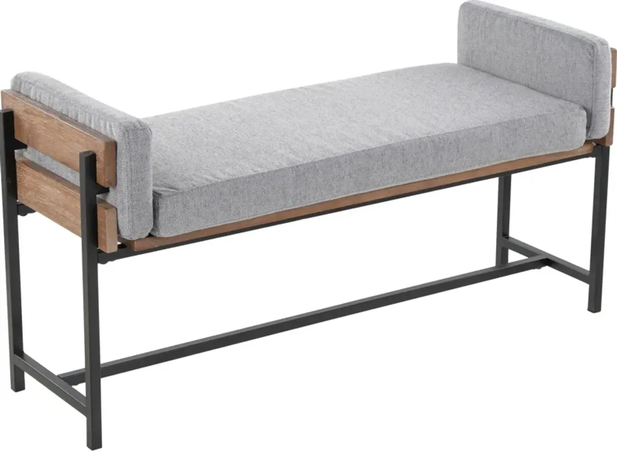 Kari Upholstered Bench - Light Gray/Brown