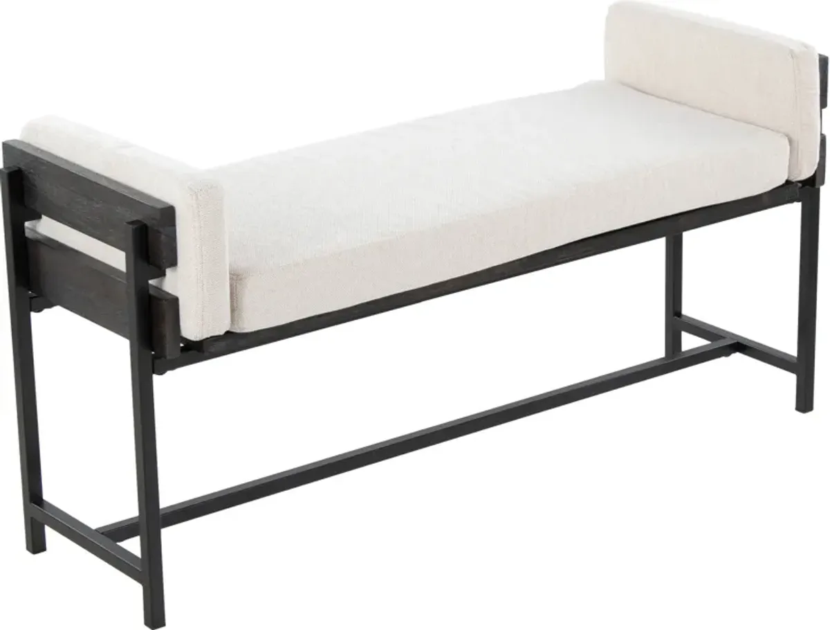 Kari Upholstered Bench - White/Gray