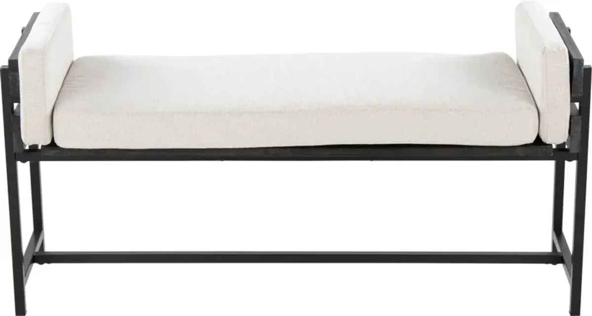 Kari Upholstered Bench - White/Gray