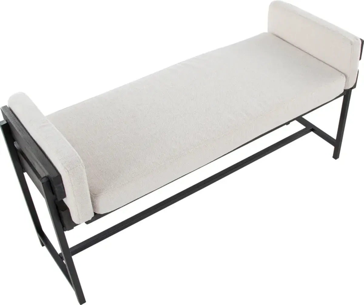 Kari Upholstered Bench - White/Gray