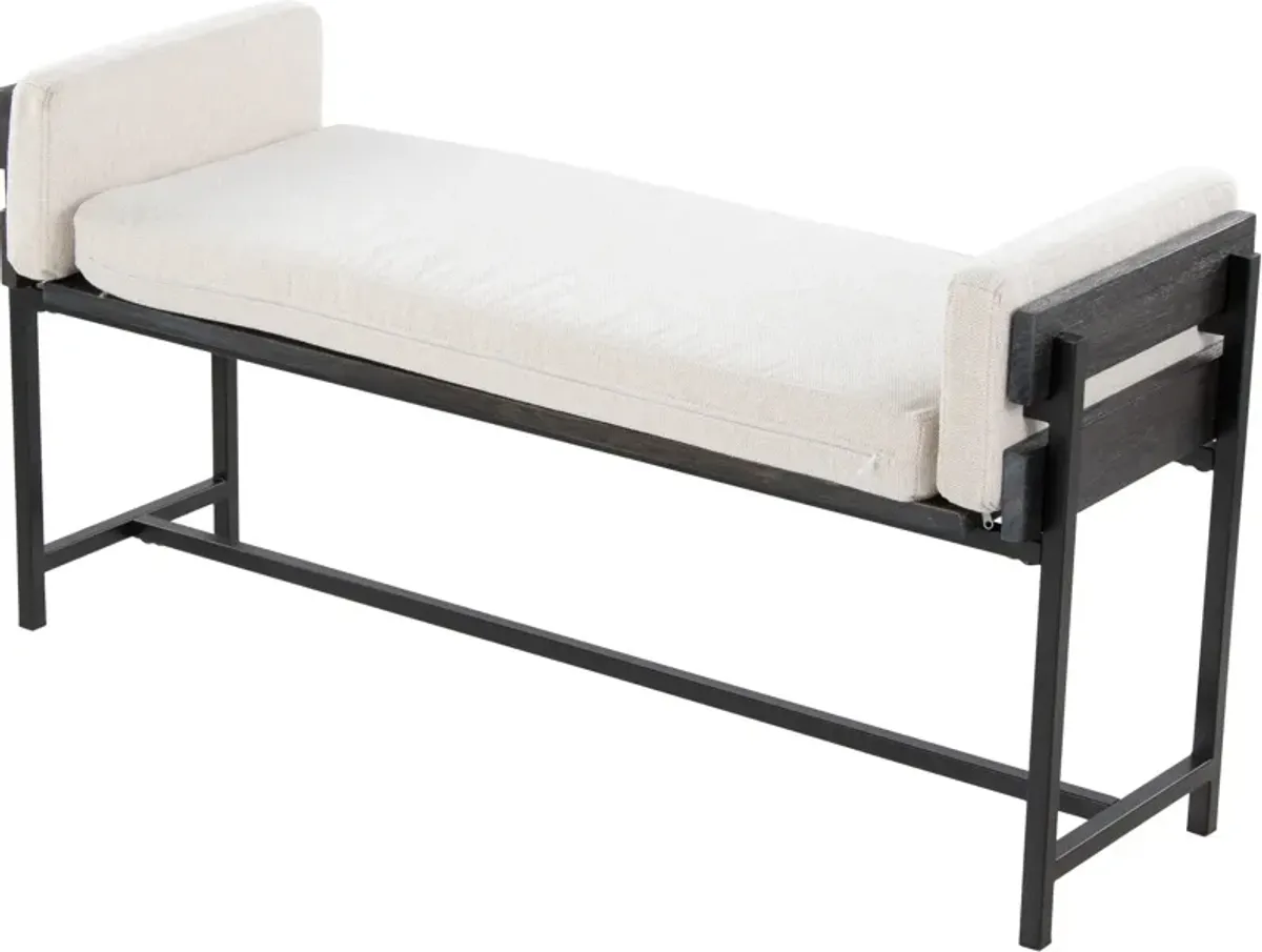 Kari Upholstered Bench - White/Gray