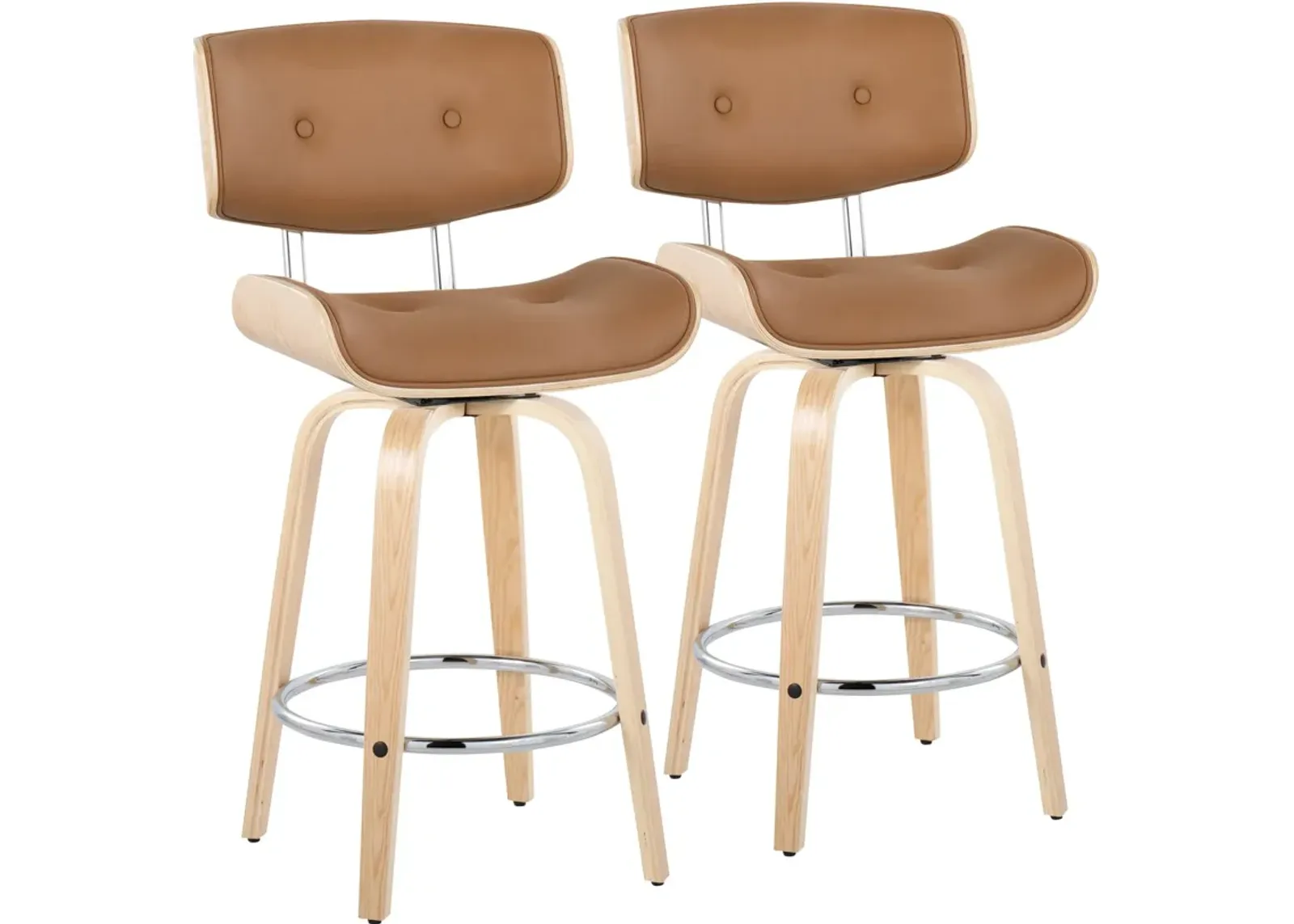 Blakely Set of 2 Counter-Height Swivel Stools - Brown/Natural