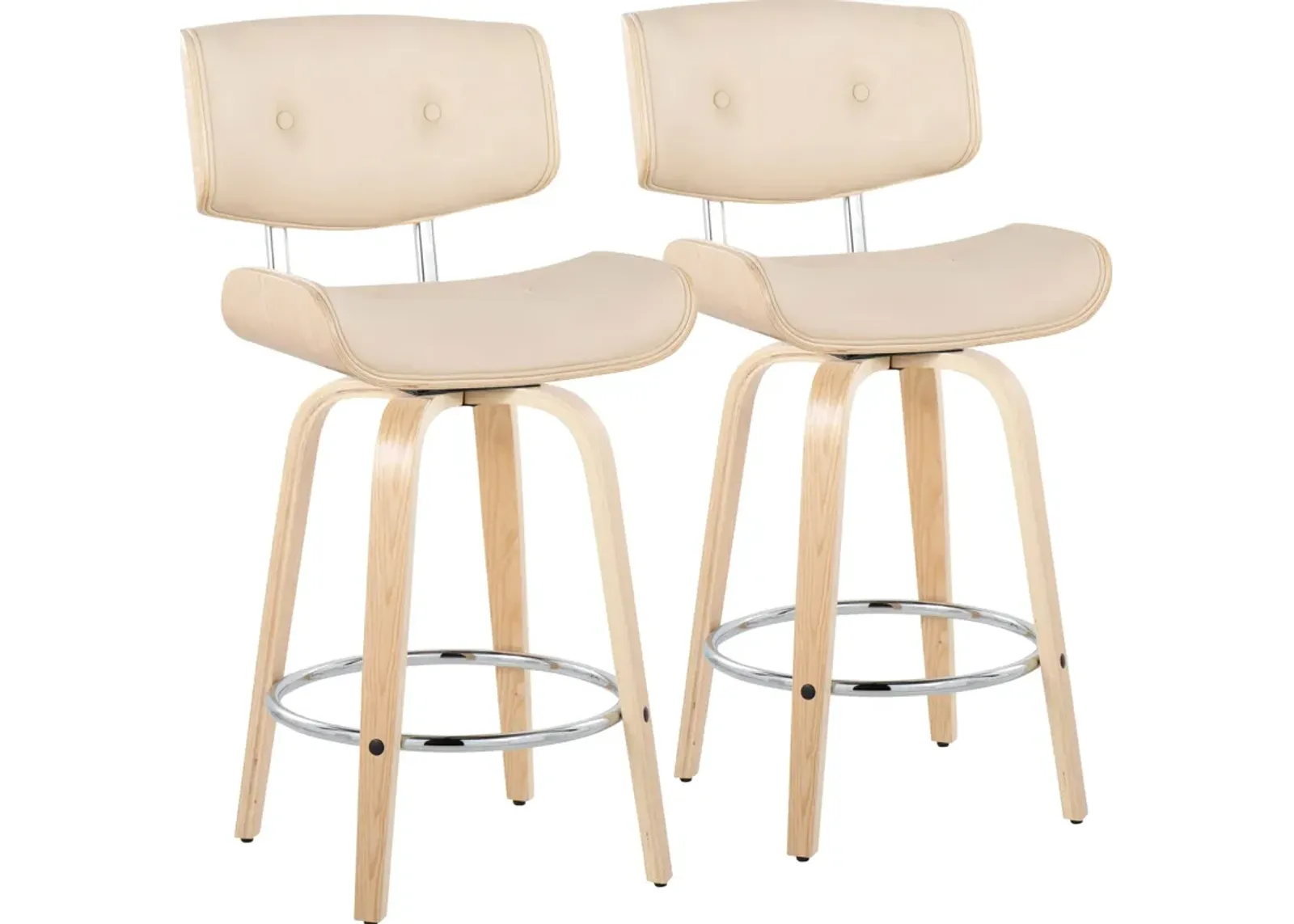 Blakely Set of 2 Counter-Height Swivel Stools - Cream/Natural