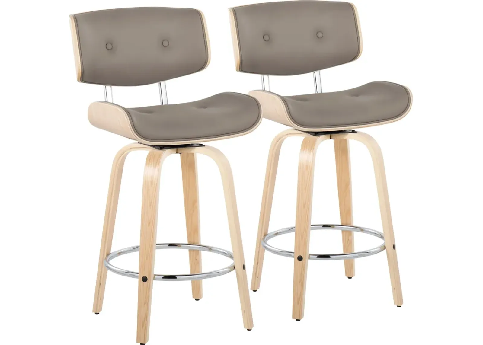 Blakely Set of 2 Counter-Height Swivel Stools - Gray/Natural