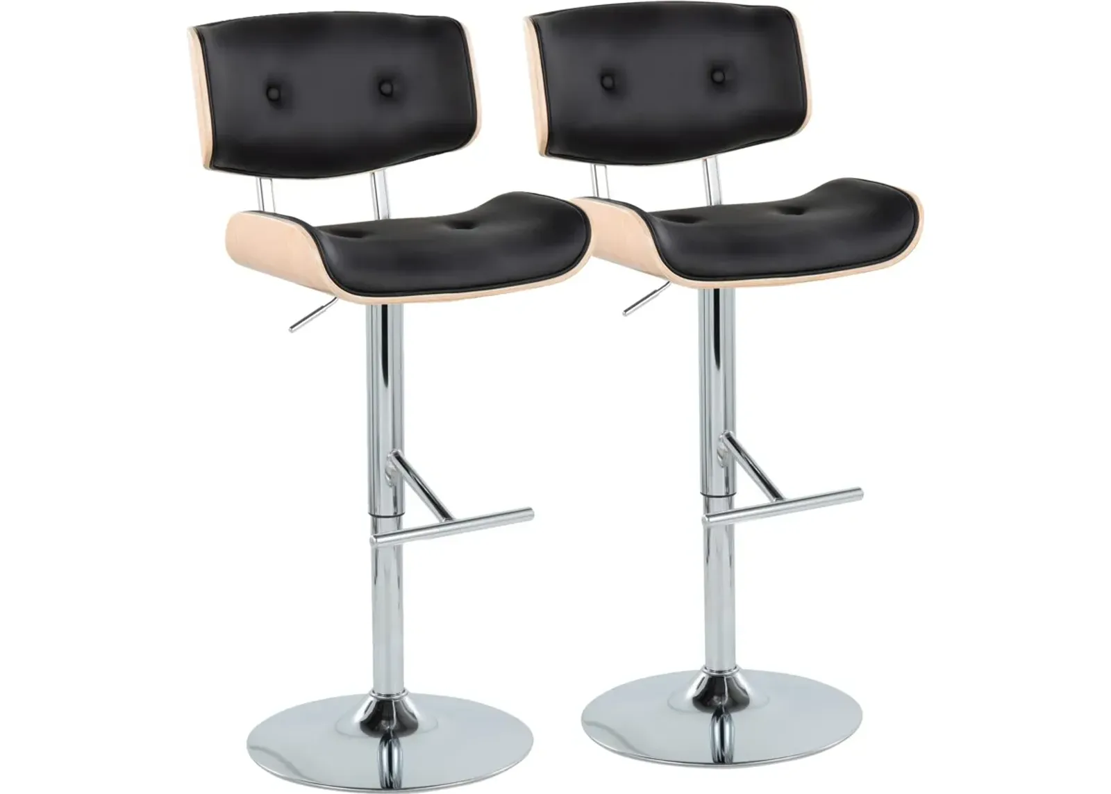 Blakely Set of 2 Adjustable Swivel Bar Stools - Black/Chrome