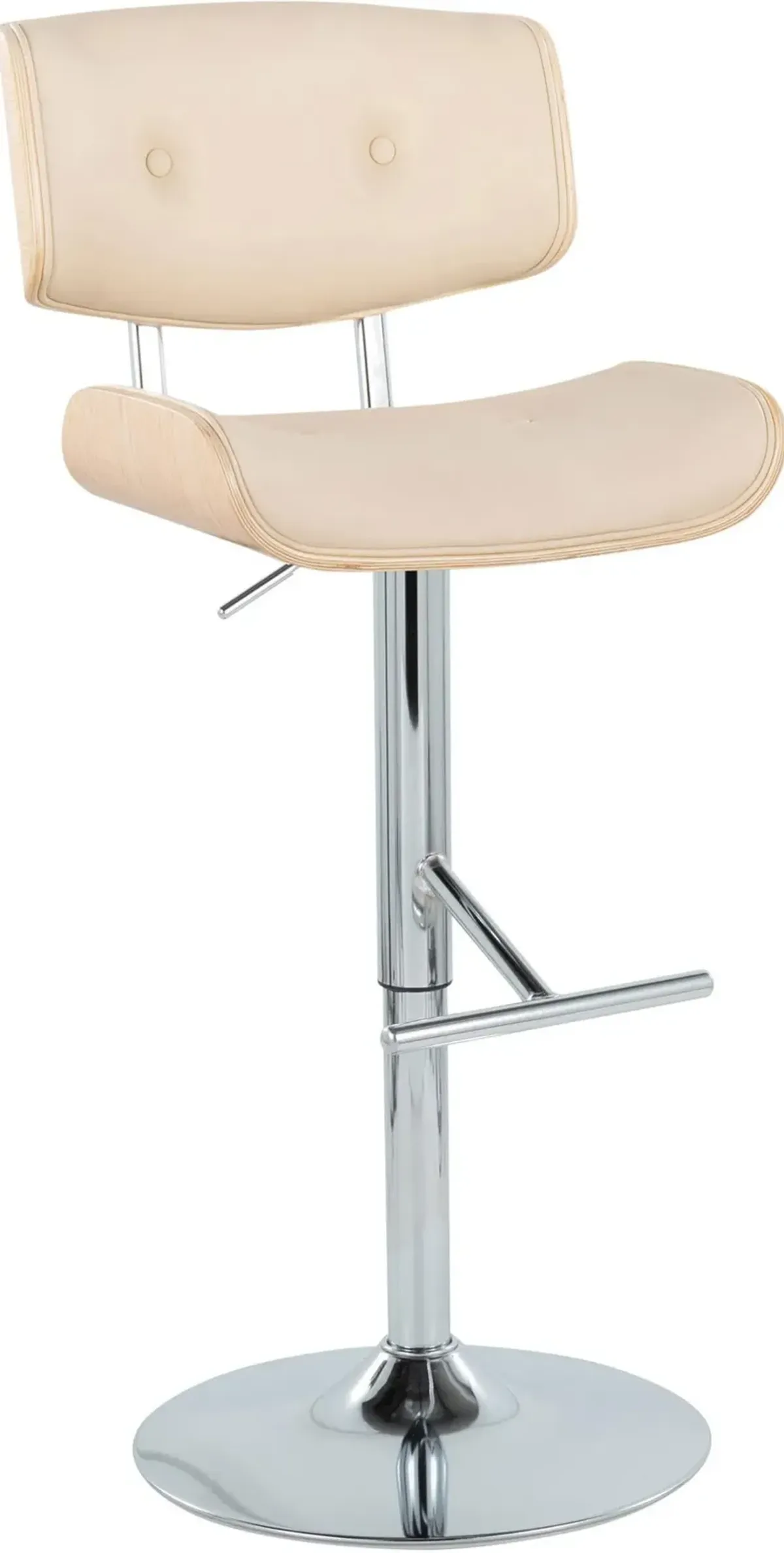 Blakely Set of 2 Adjustable Swivel Bar Stools - Cream/Chrome