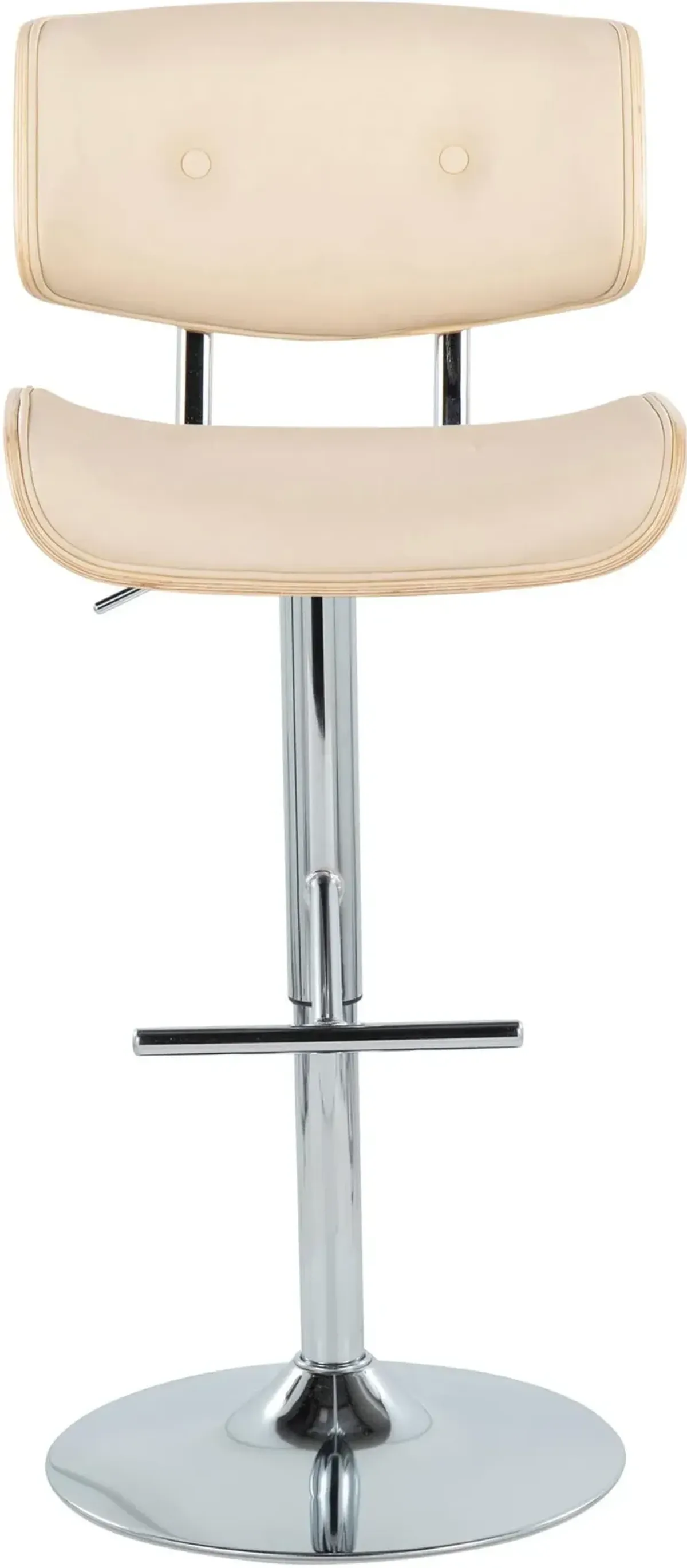 Blakely Set of 2 Adjustable Swivel Bar Stools - Cream/Chrome