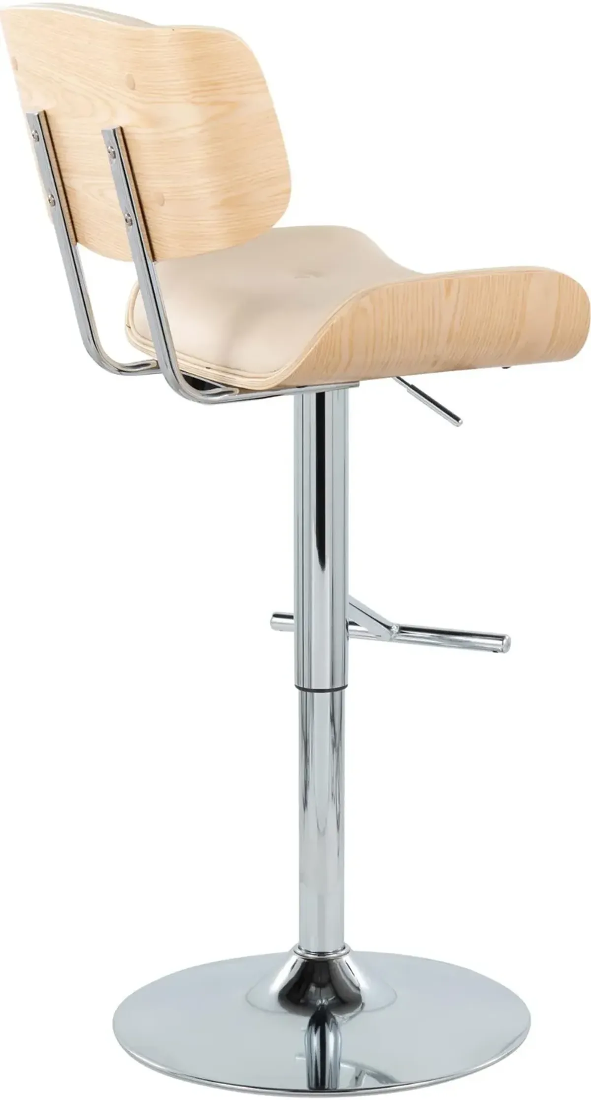 Blakely Set of 2 Adjustable Swivel Bar Stools - Cream/Chrome