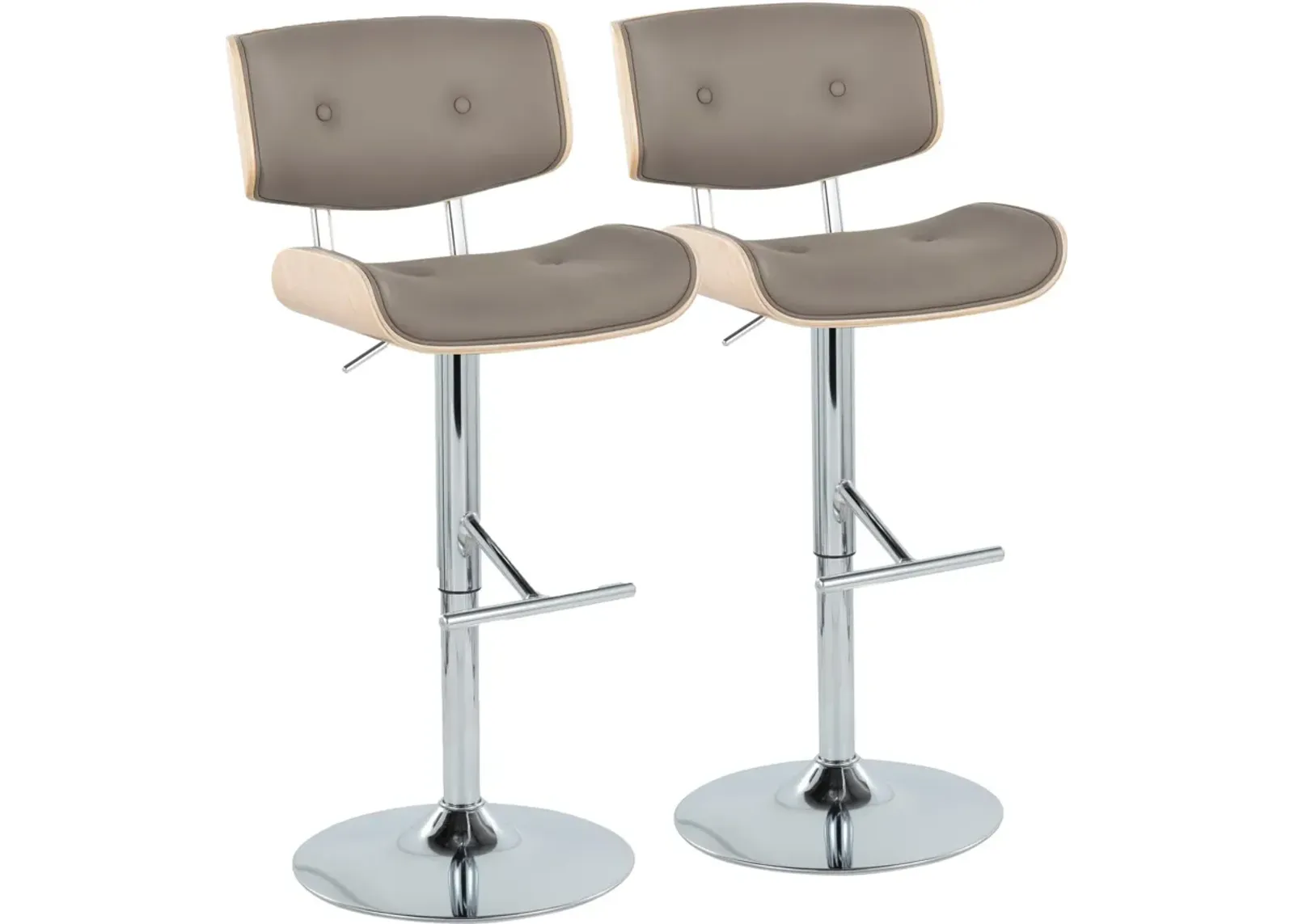 Blakely Set of 2 Adjustable Swivel Bar Stools - Gray/Chrome