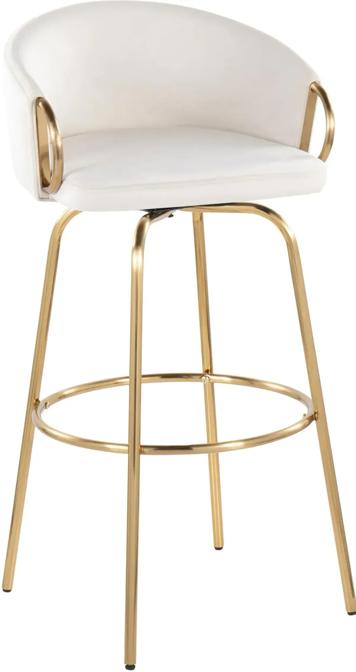 Eve Set of 2 Swivel Bar Stools - Cream/Gold