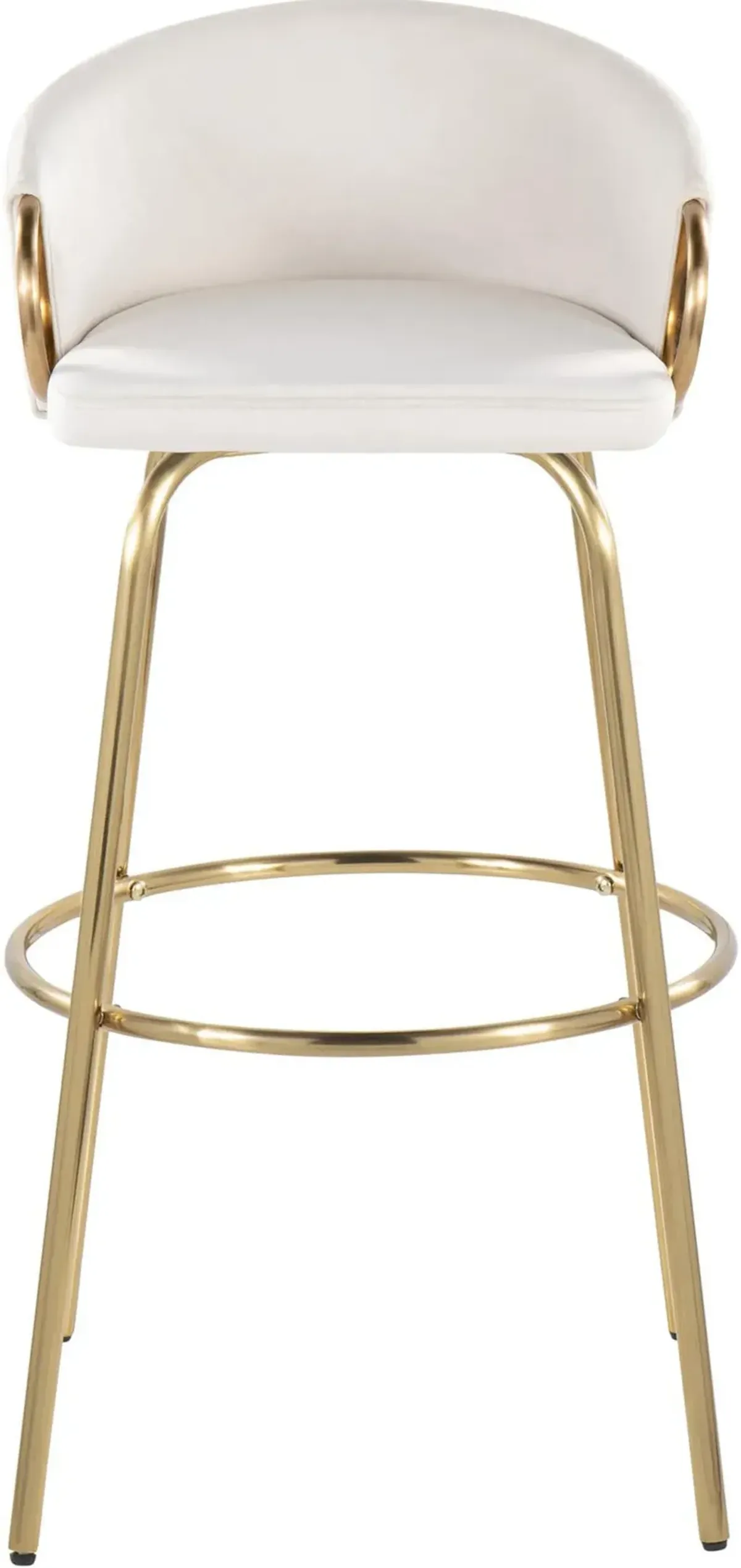 Eve Set of 2 Swivel Bar Stools - Cream/Gold