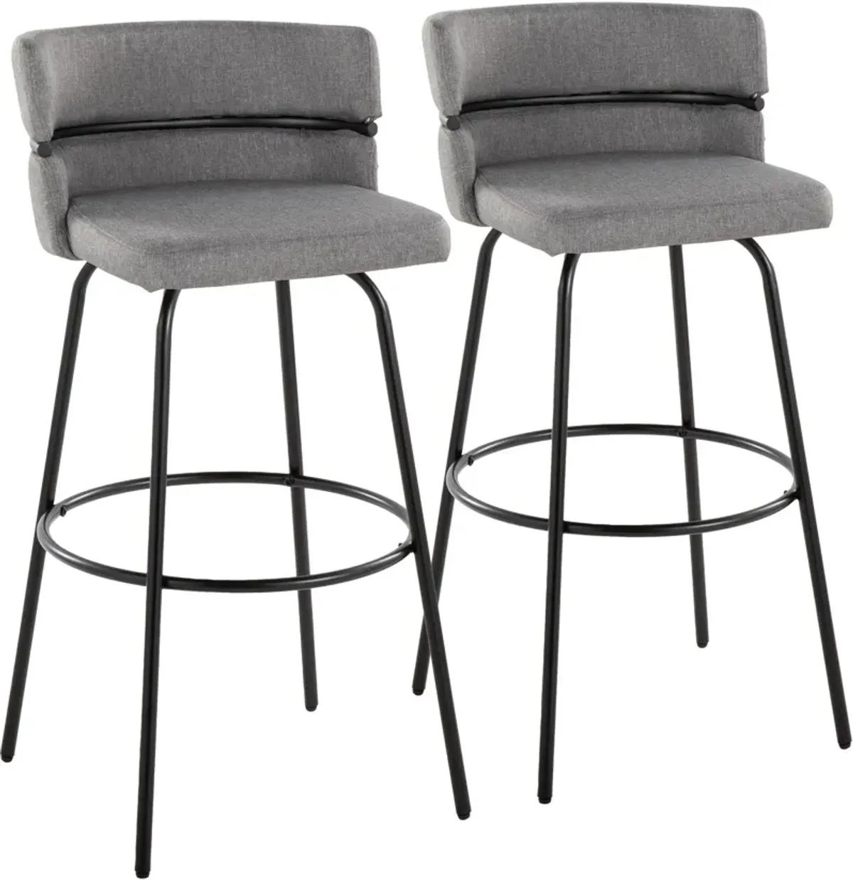 Anabelle Set of 2 Swivel Bar Stools - Gray/Black