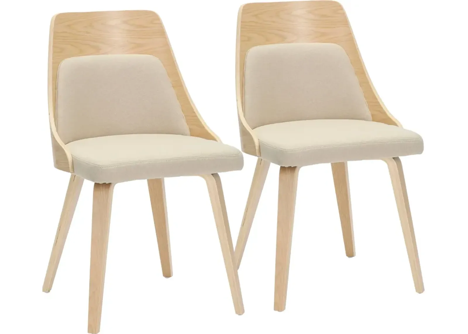 Carla Set of 2 Dining Chairs - Cream/Natural