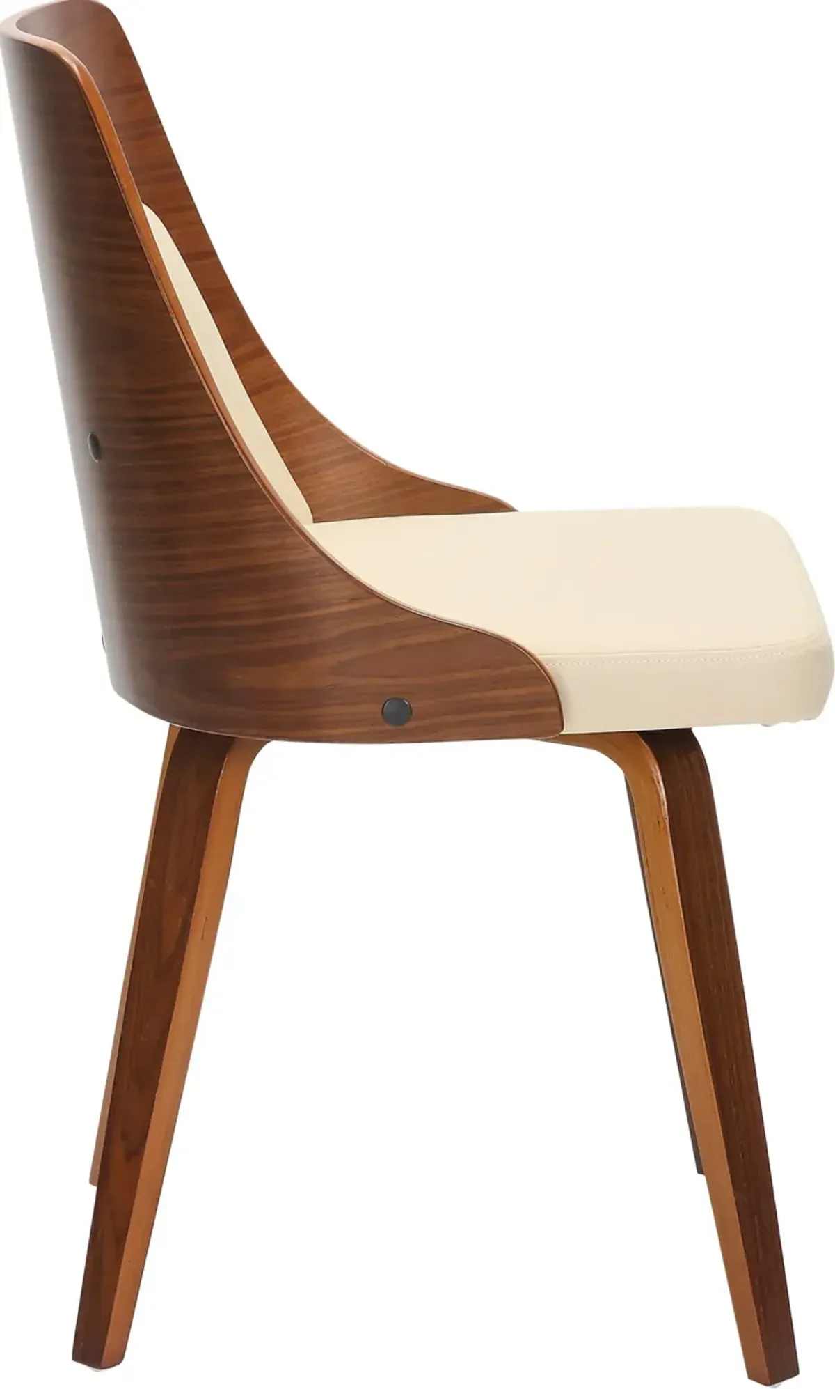 Carla Set of 2 Dining Chairs - Cream Vegan Leather/Walnut