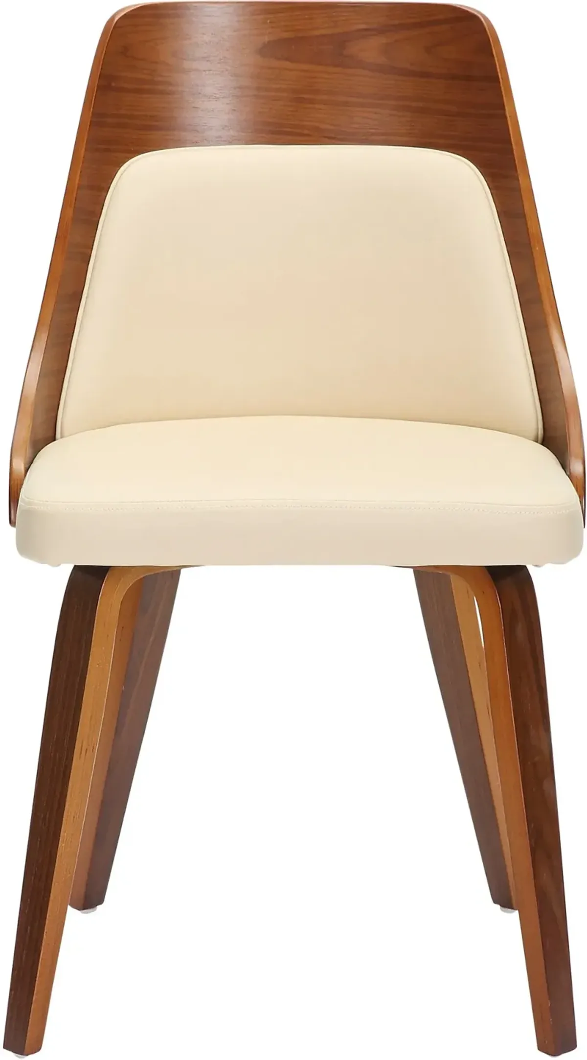 Carla Set of 2 Dining Chairs - Cream Vegan Leather/Walnut