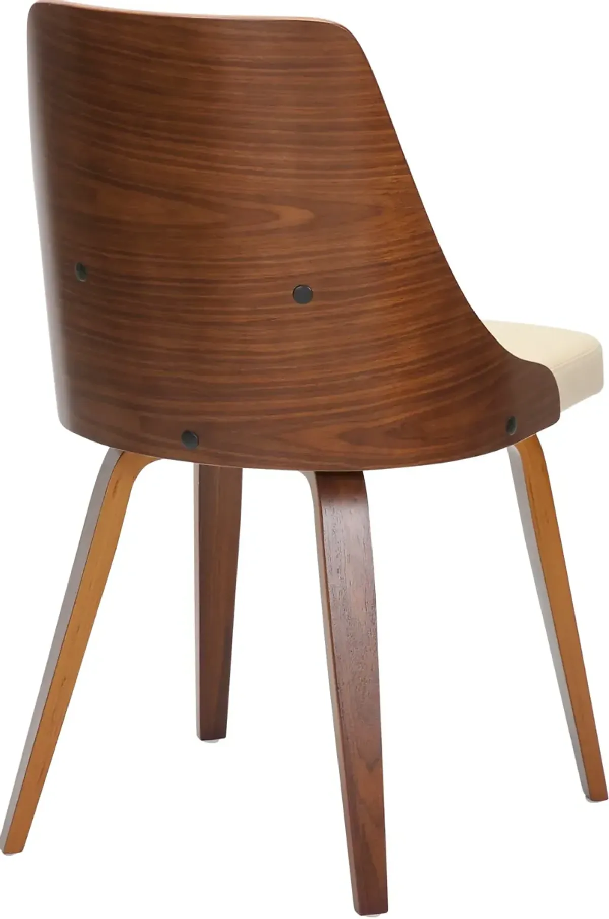 Carla Set of 2 Dining Chairs - Cream Vegan Leather/Walnut
