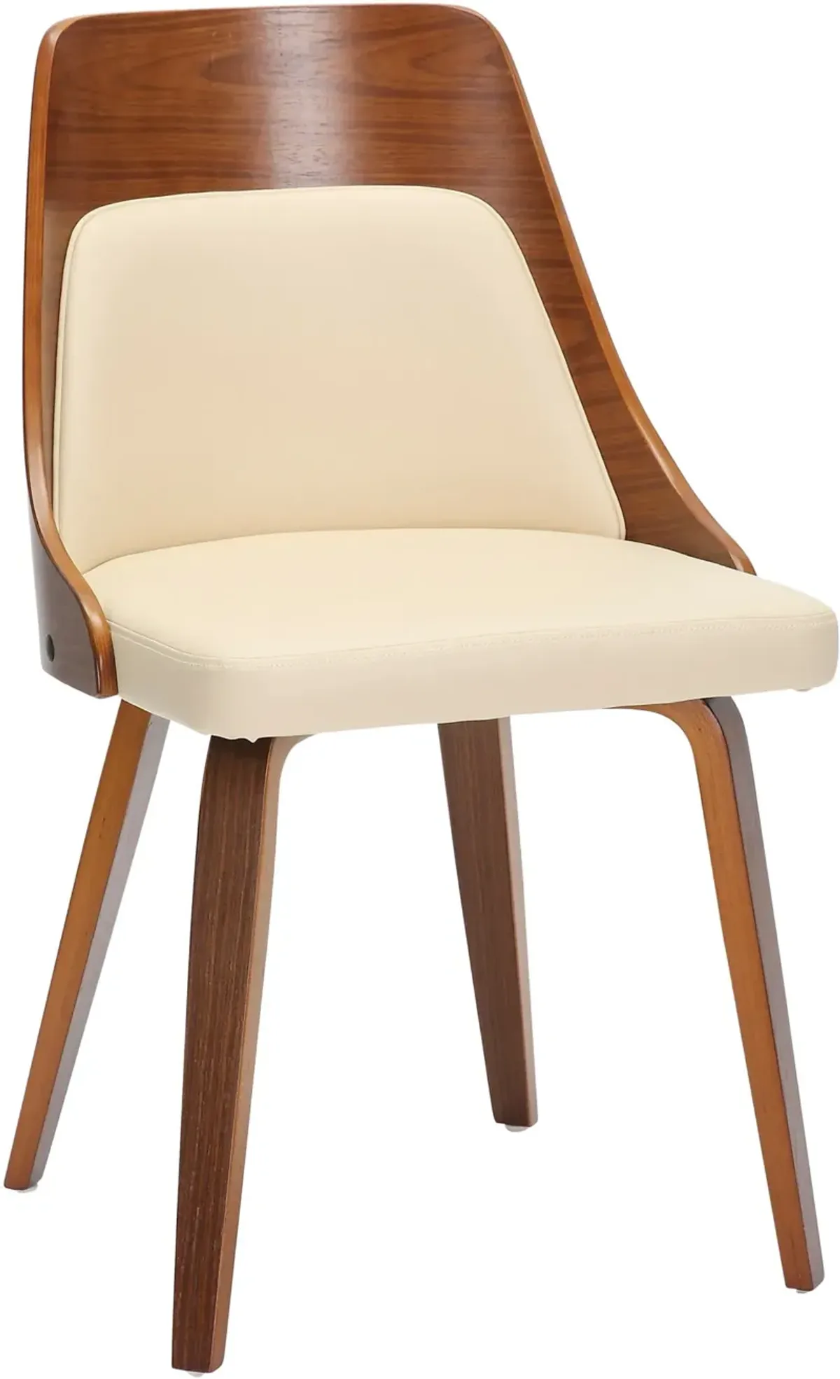 Carla Set of 2 Dining Chairs - Cream Vegan Leather/Walnut