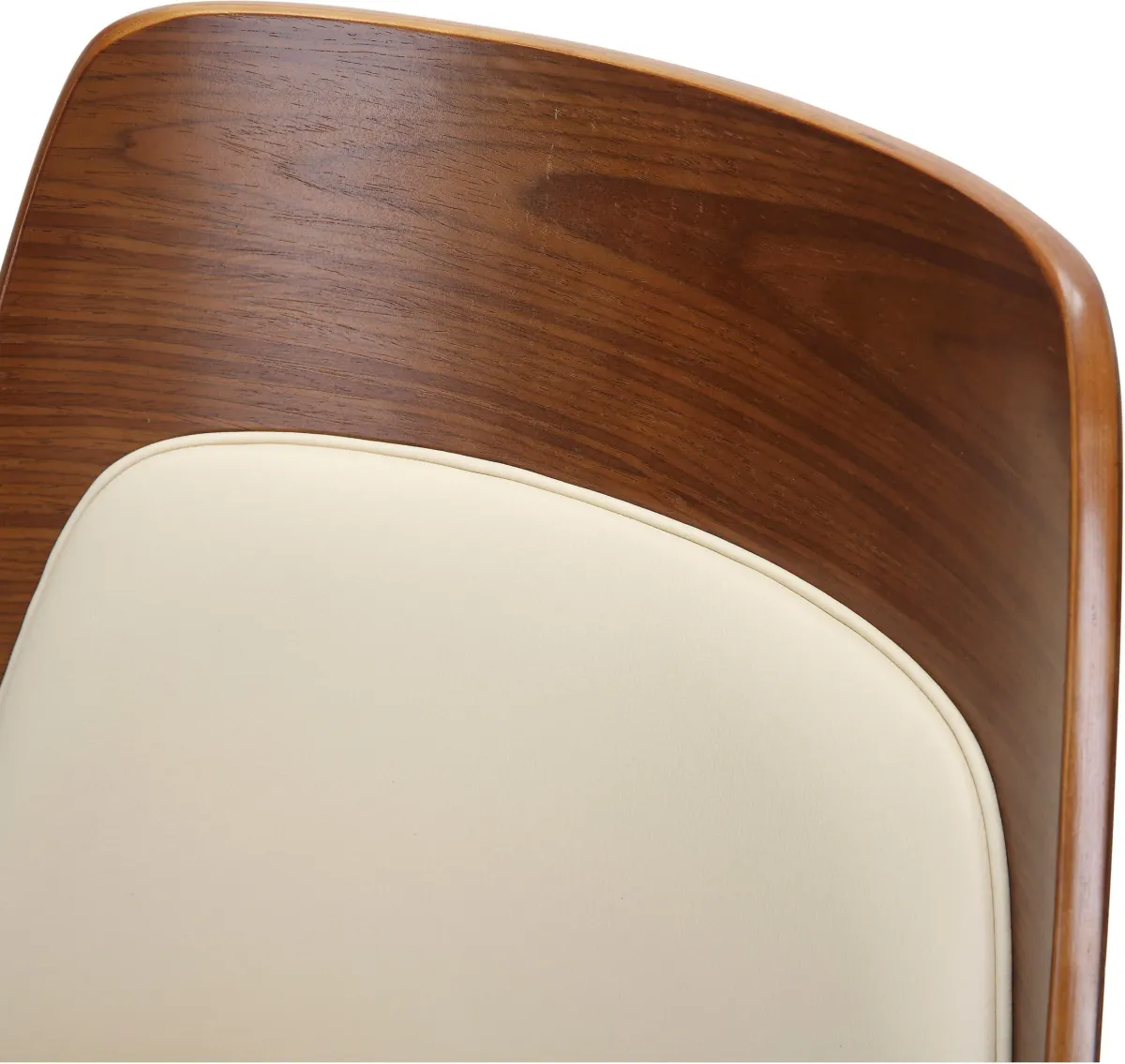 Carla Set of 2 Dining Chairs - Cream Vegan Leather/Walnut