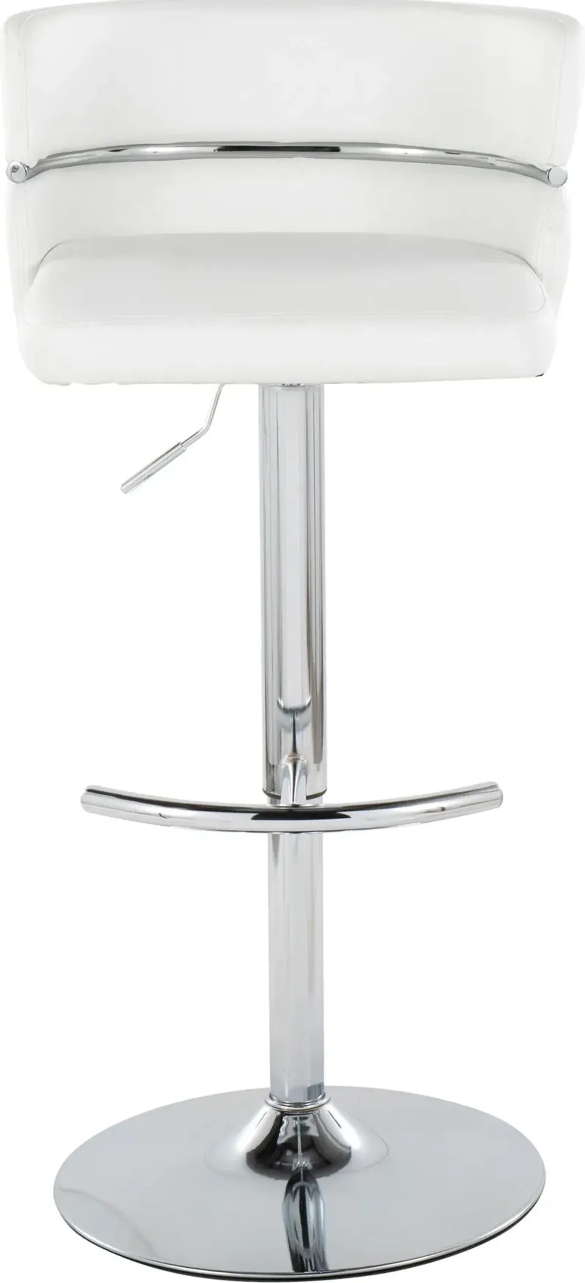 Anabelle Set of 2 Adjustable Swivel Bar Stools - White Vegan Leather/Chrome