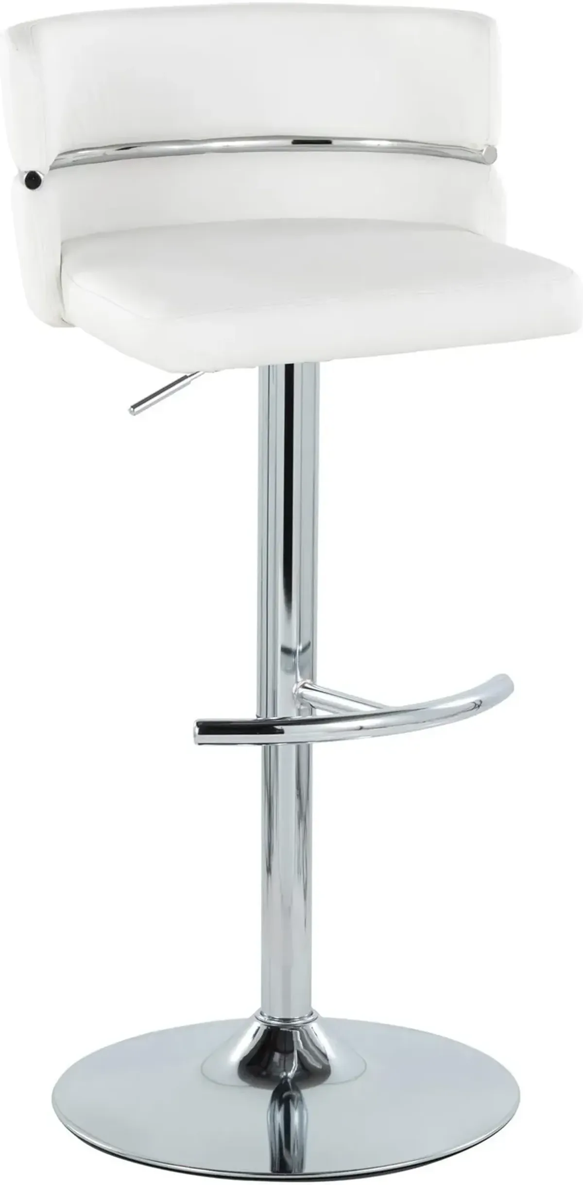 Anabelle Set of 2 Adjustable Swivel Bar Stools - White Vegan Leather/Chrome