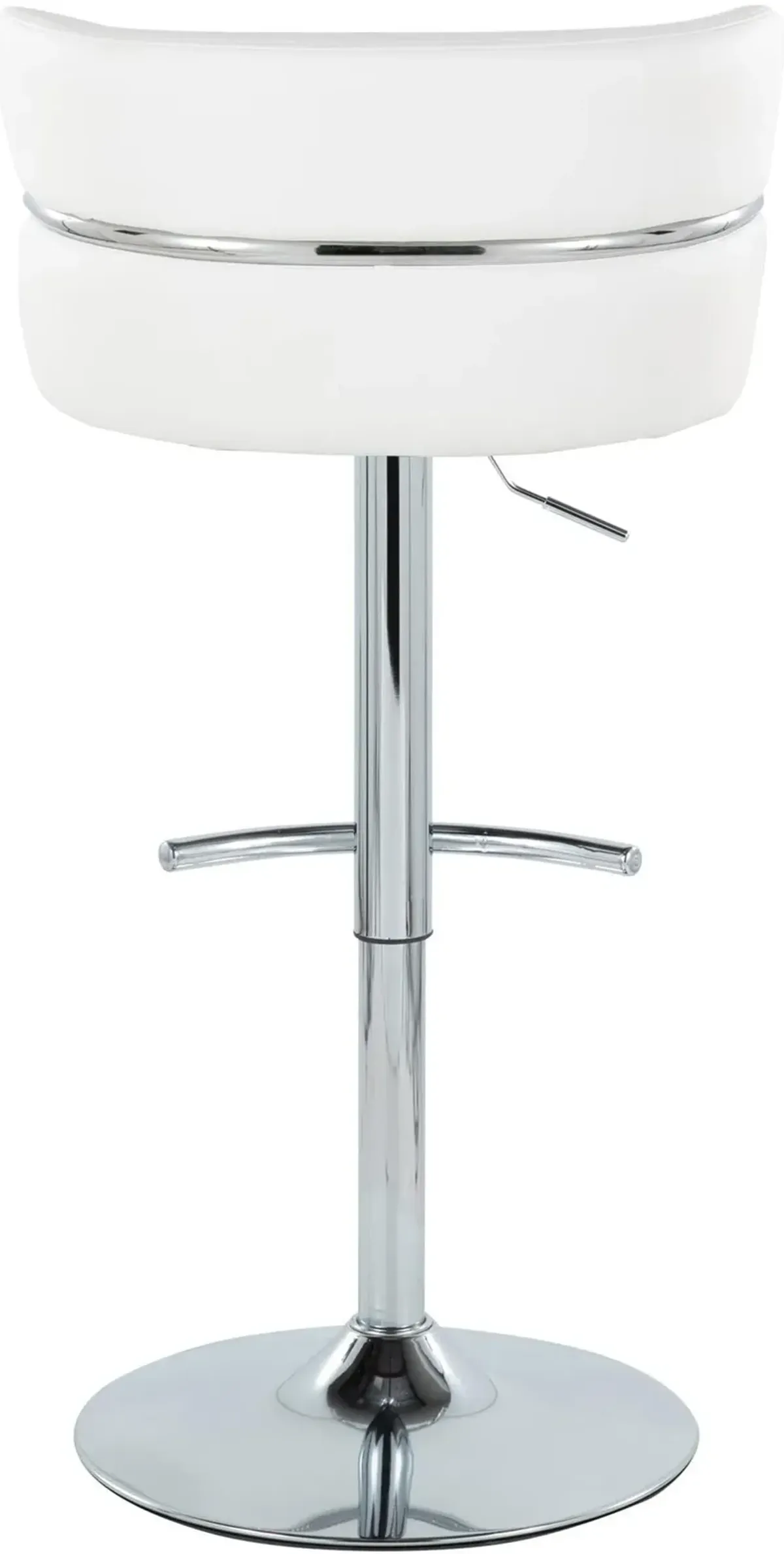 Anabelle Set of 2 Adjustable Swivel Bar Stools - White Vegan Leather/Chrome