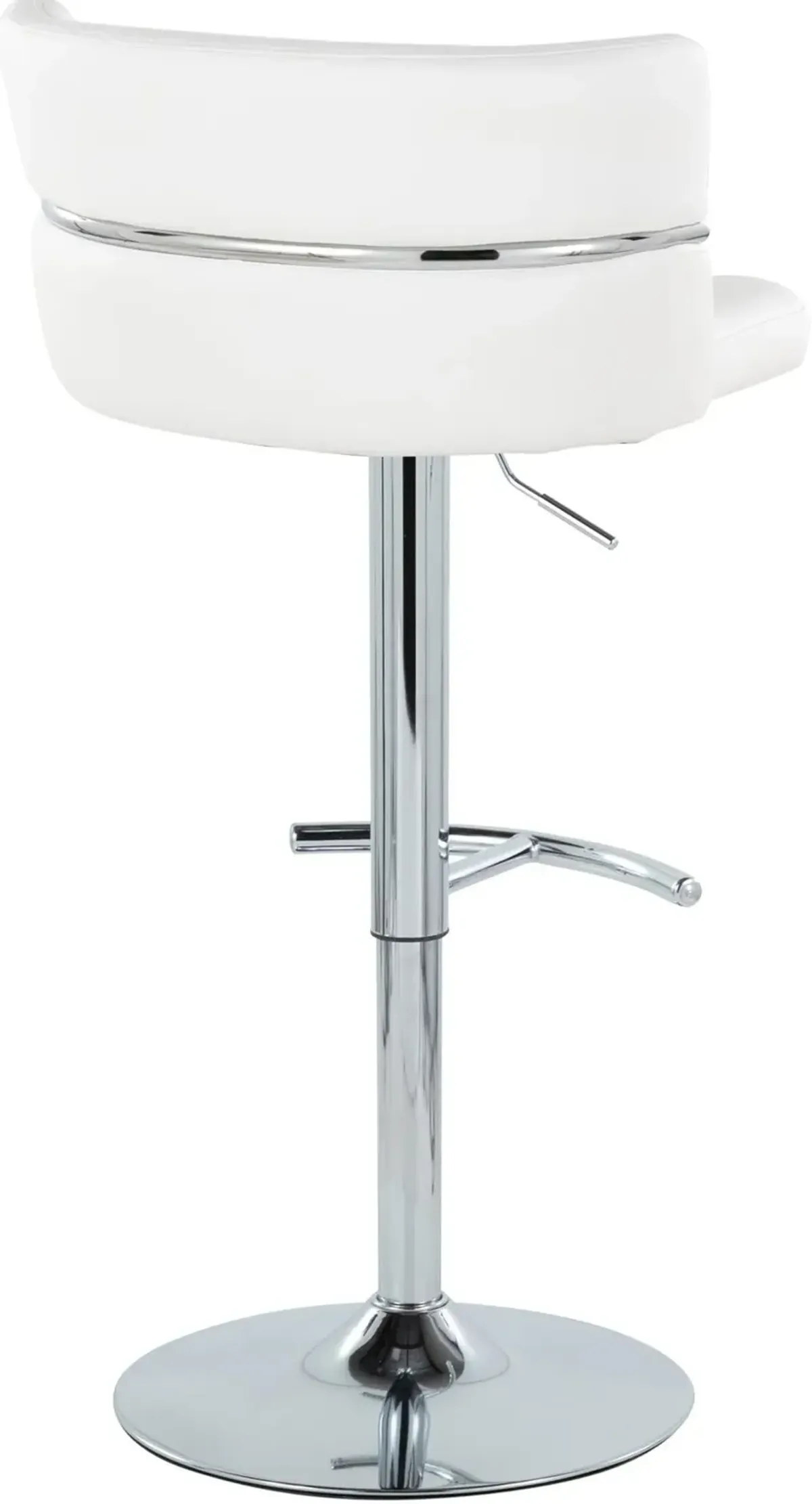 Anabelle Set of 2 Adjustable Swivel Bar Stools - White Vegan Leather/Chrome