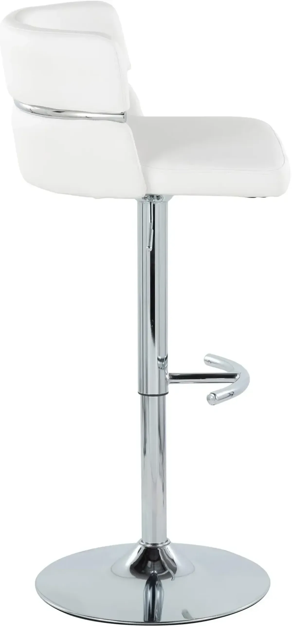 Anabelle Set of 2 Adjustable Swivel Bar Stools - White Vegan Leather/Chrome