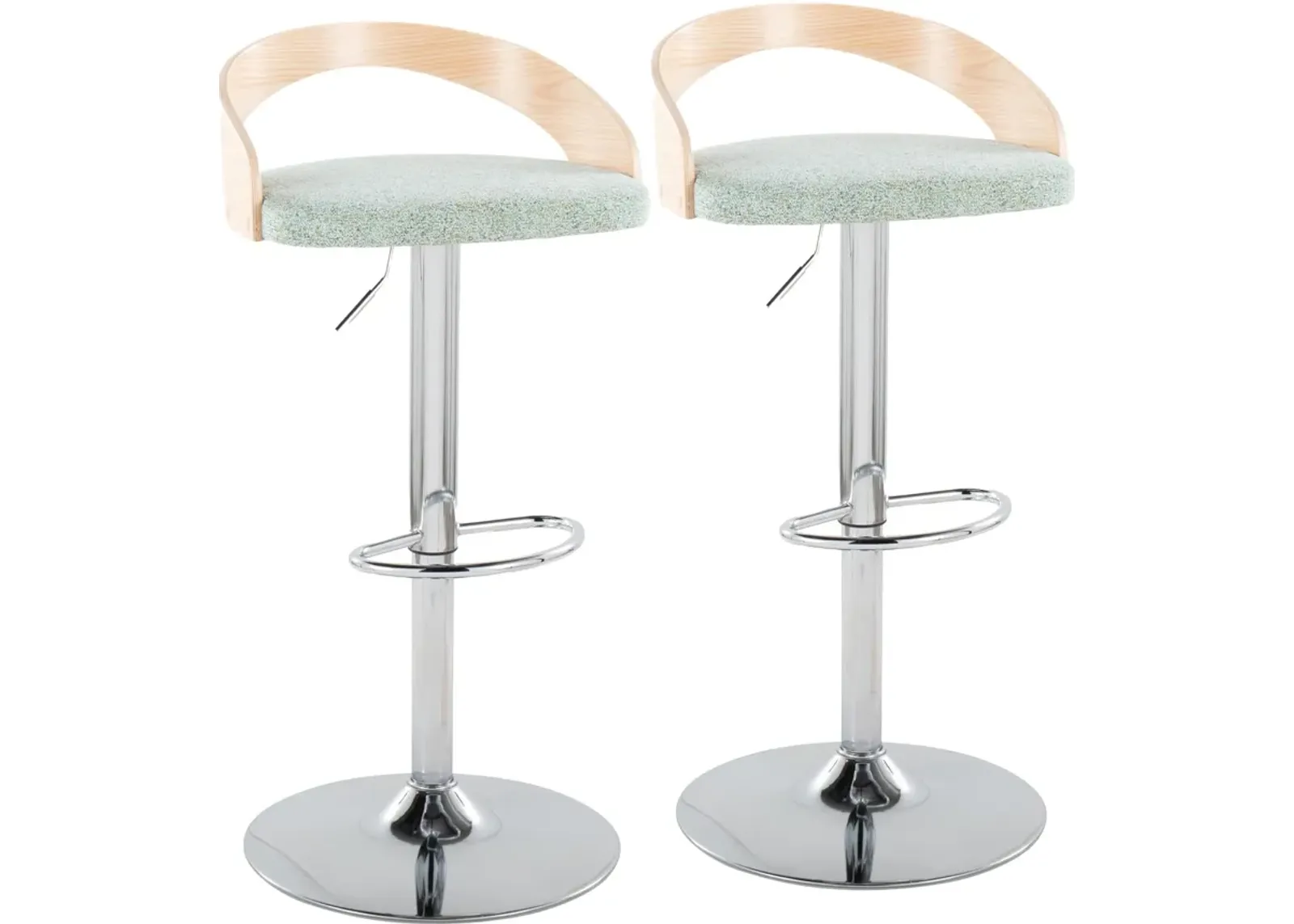 Cocina Set of 2 Adjustable Swivel Bar Stools - Green/Natural