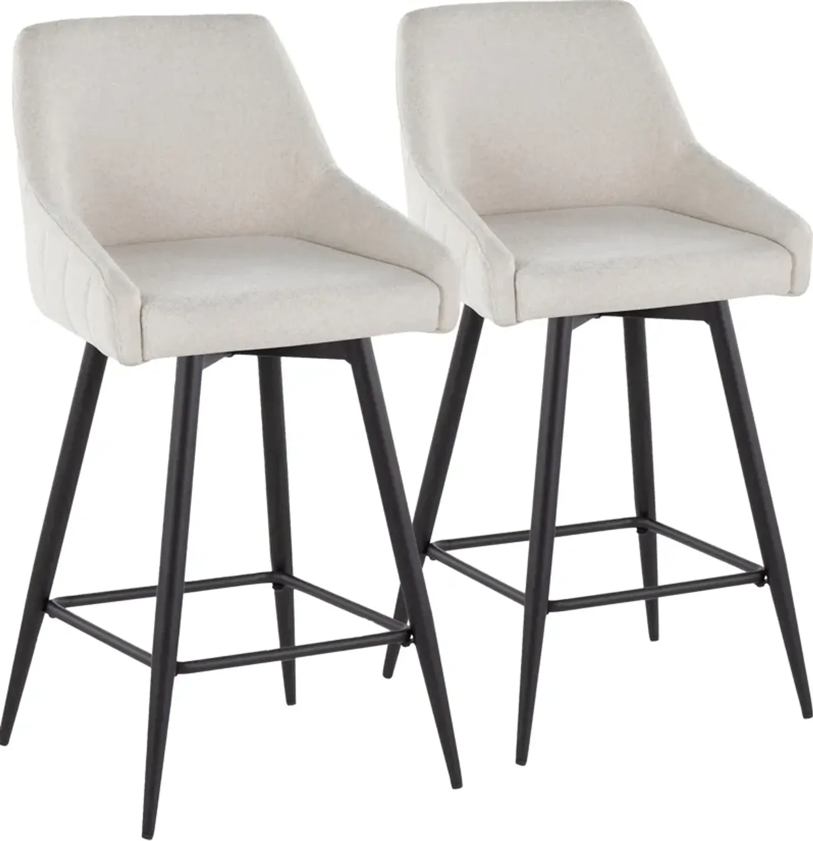 Neo Set of 2 Counter-Height Swivel Stools with Metal Base - Cream