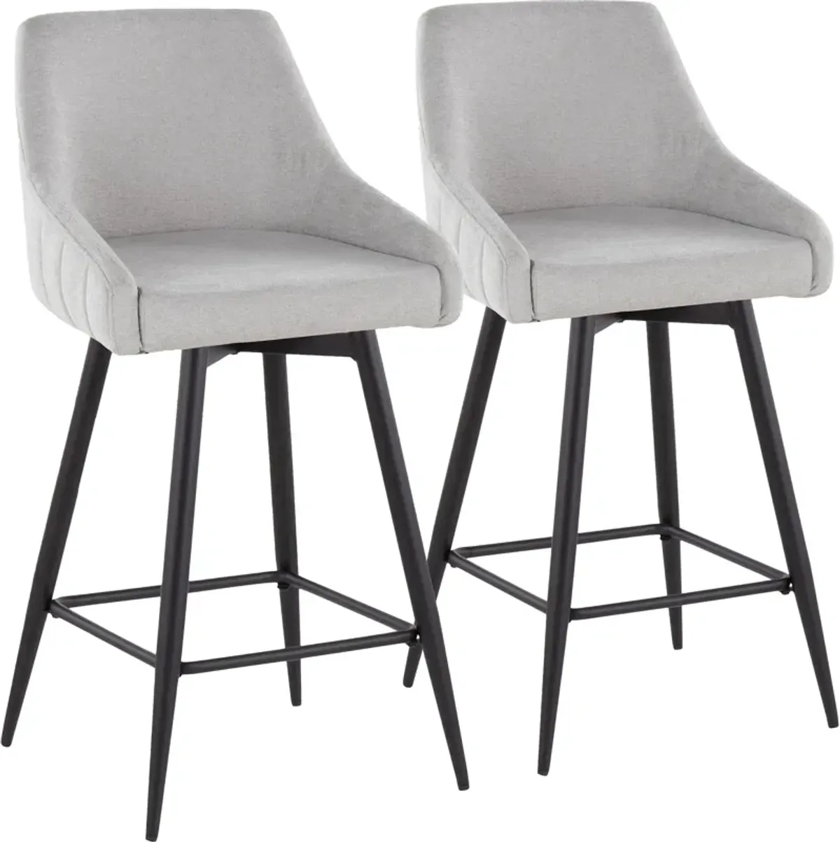 Neo Set of 2 Counter-Height Swivel Stools with Metal Base - Gray