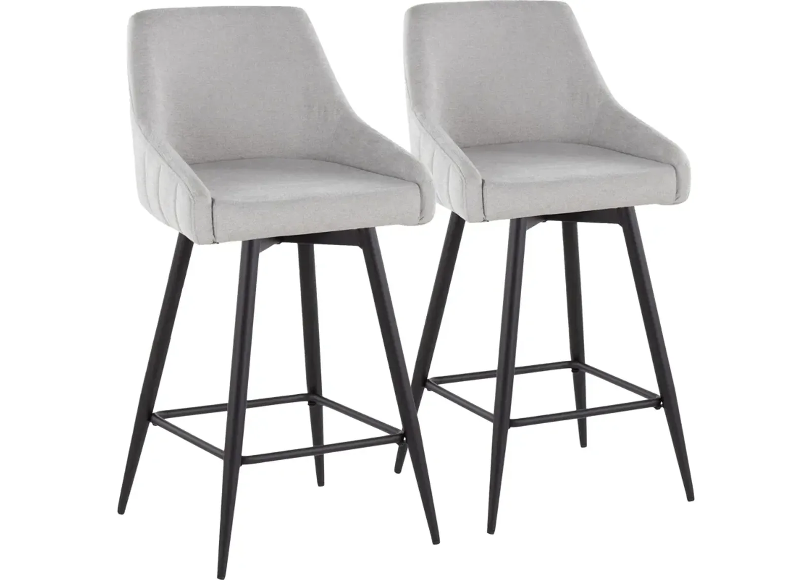 Neo Set of 2 Counter-Height Swivel Stools with Metal Base - Gray