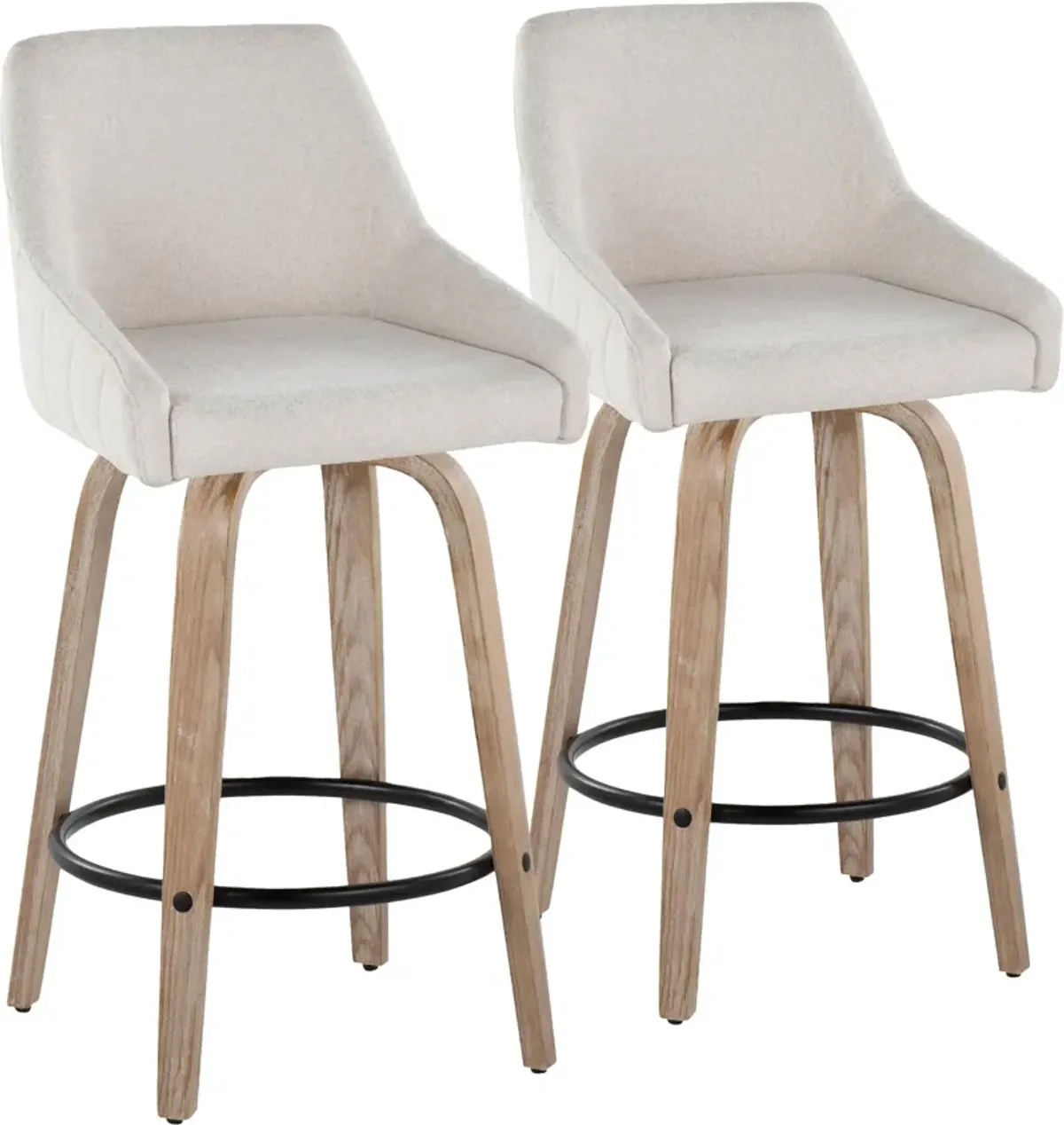 Neo Set of 2 Counter-Height Swivel Stools - Cream