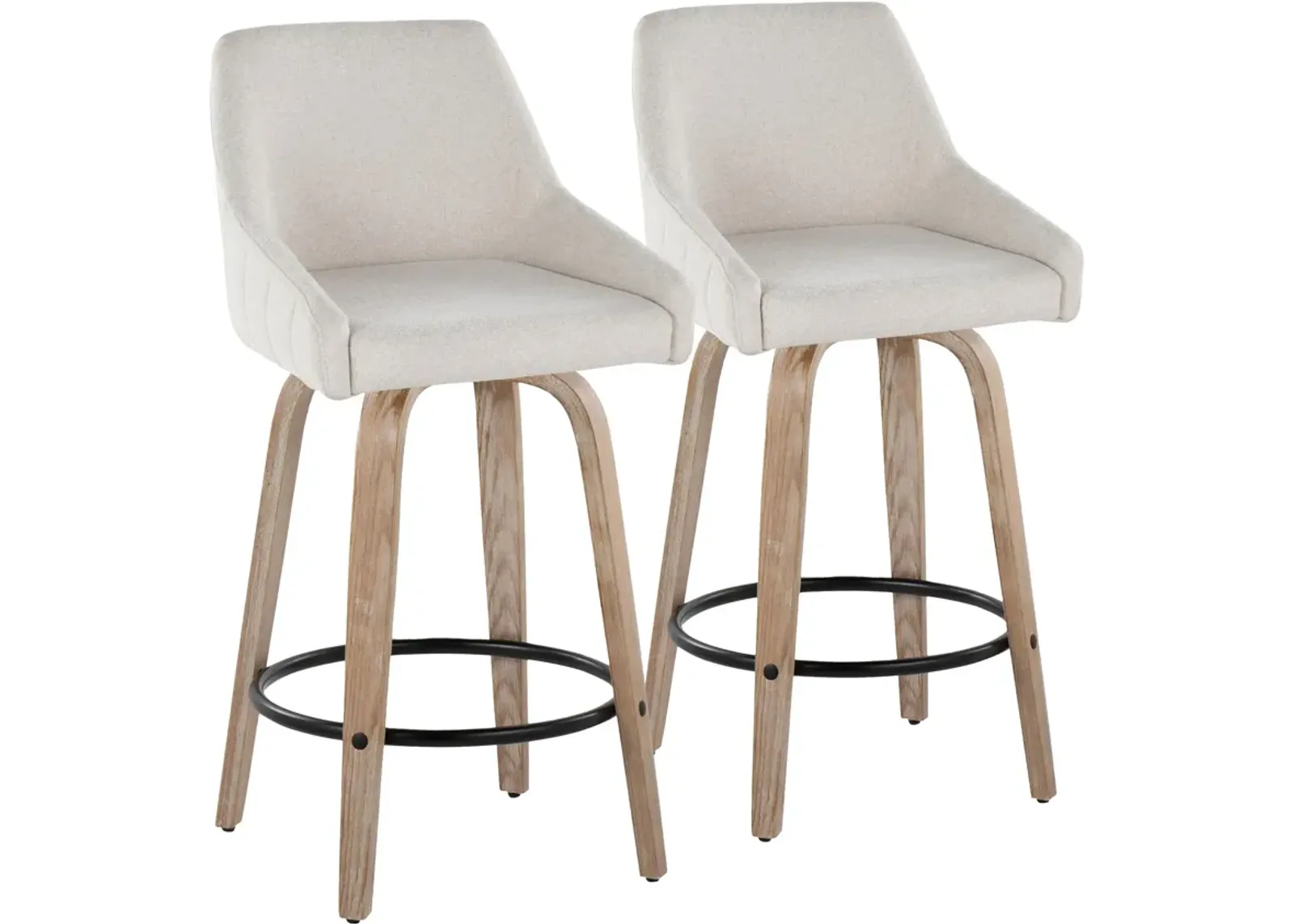 Neo Set of 2 Counter-Height Swivel Stools - Cream