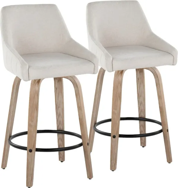 Neo Set of 2 Counter-Height Swivel Stools - Cream