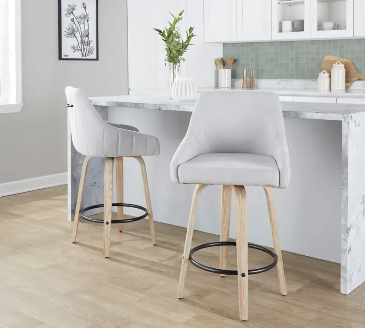 Neo Set of 2 Counter-Height Swivel Stools - Gray