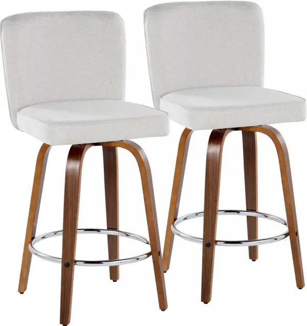 Robby Set of 2 Swivel Counter-Height Stools - White