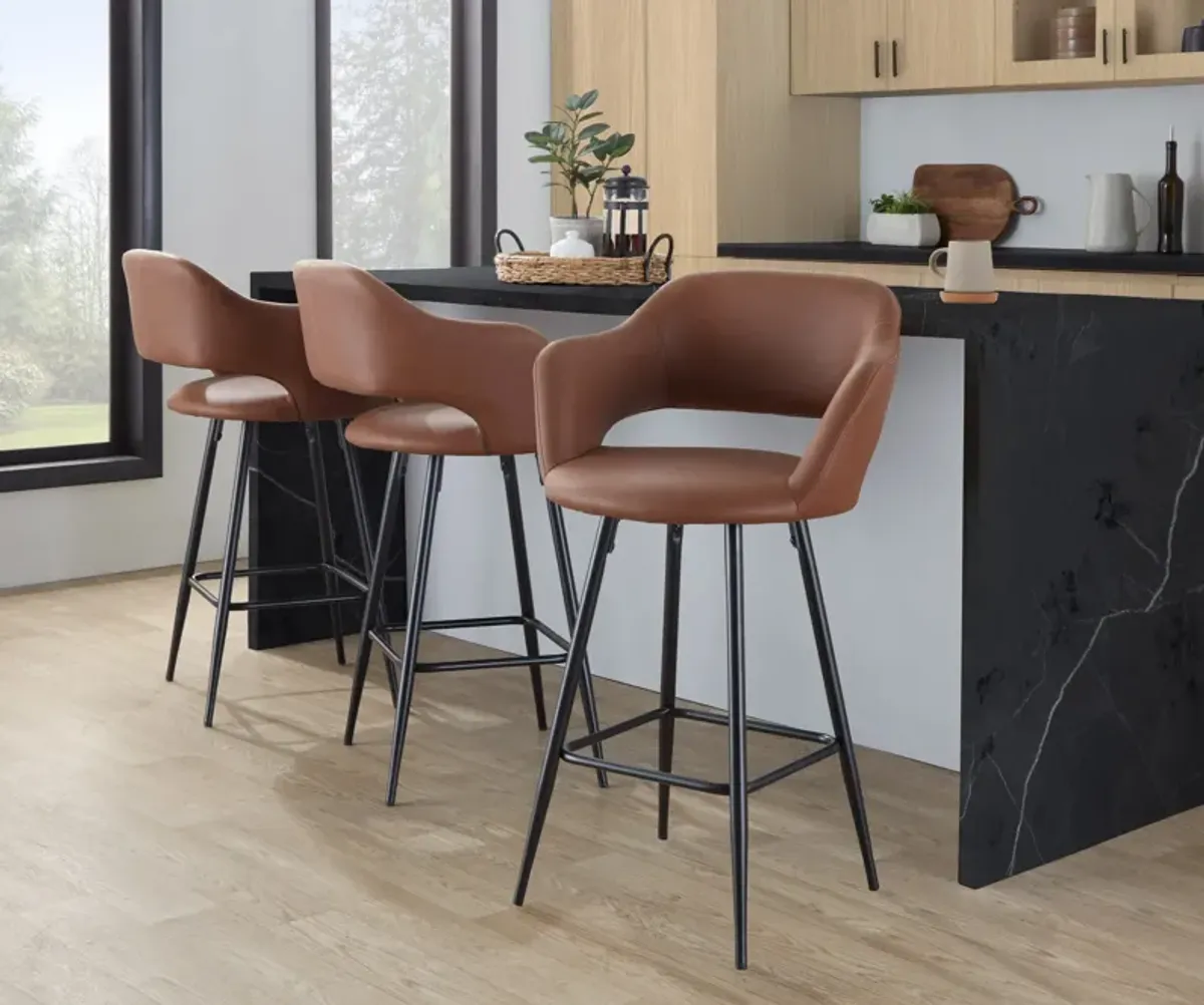 Daina Set of 2 Counter-Height Stools - Brown/Black